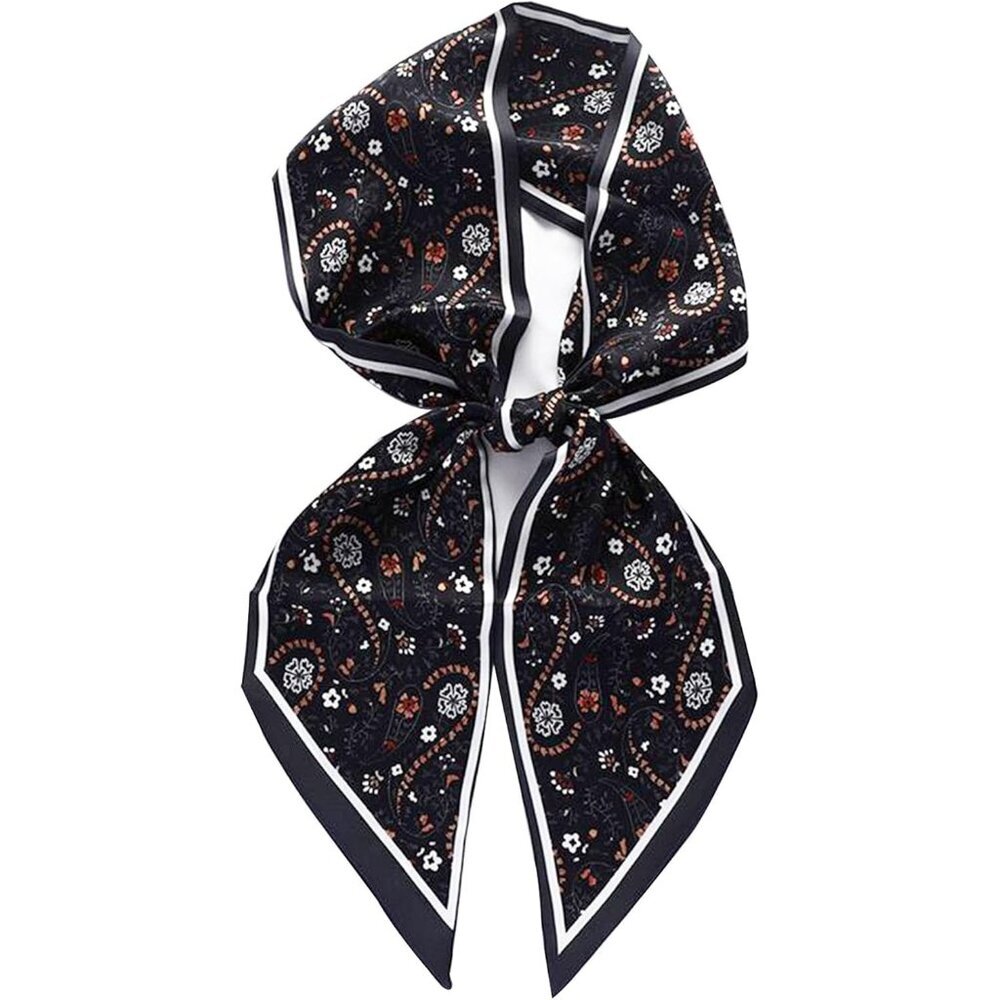 Women Black Cashew Herb Stone Purse Handbags Satin Scarf Lightweight Neck